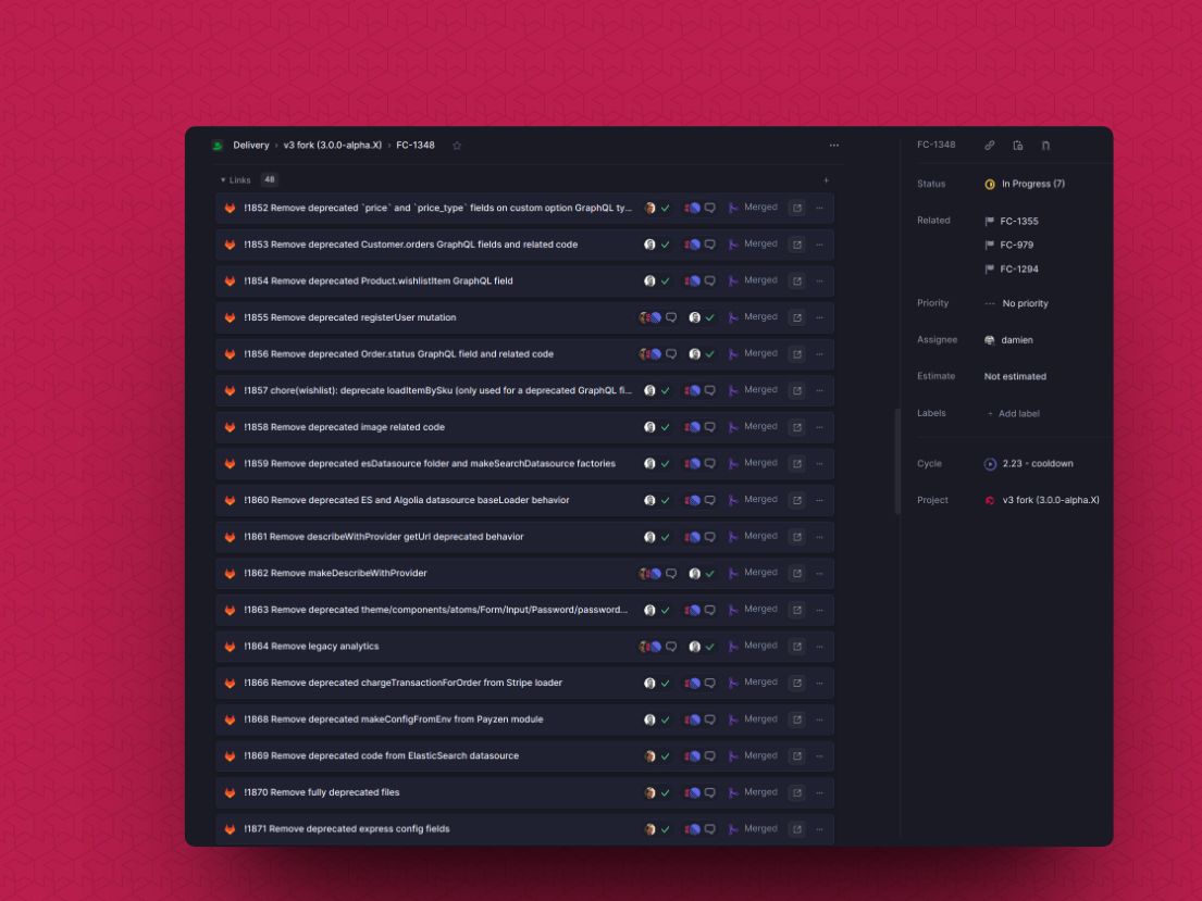 List of Merge Requests removing deprecated code