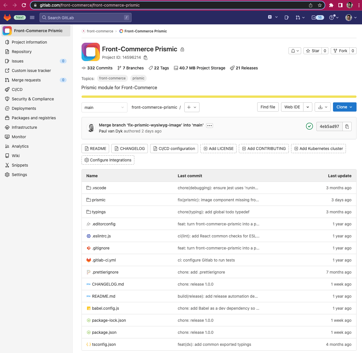 Before 2.17.X (included): final version 1.0.0 for the the Front-Commerce Prismic module
