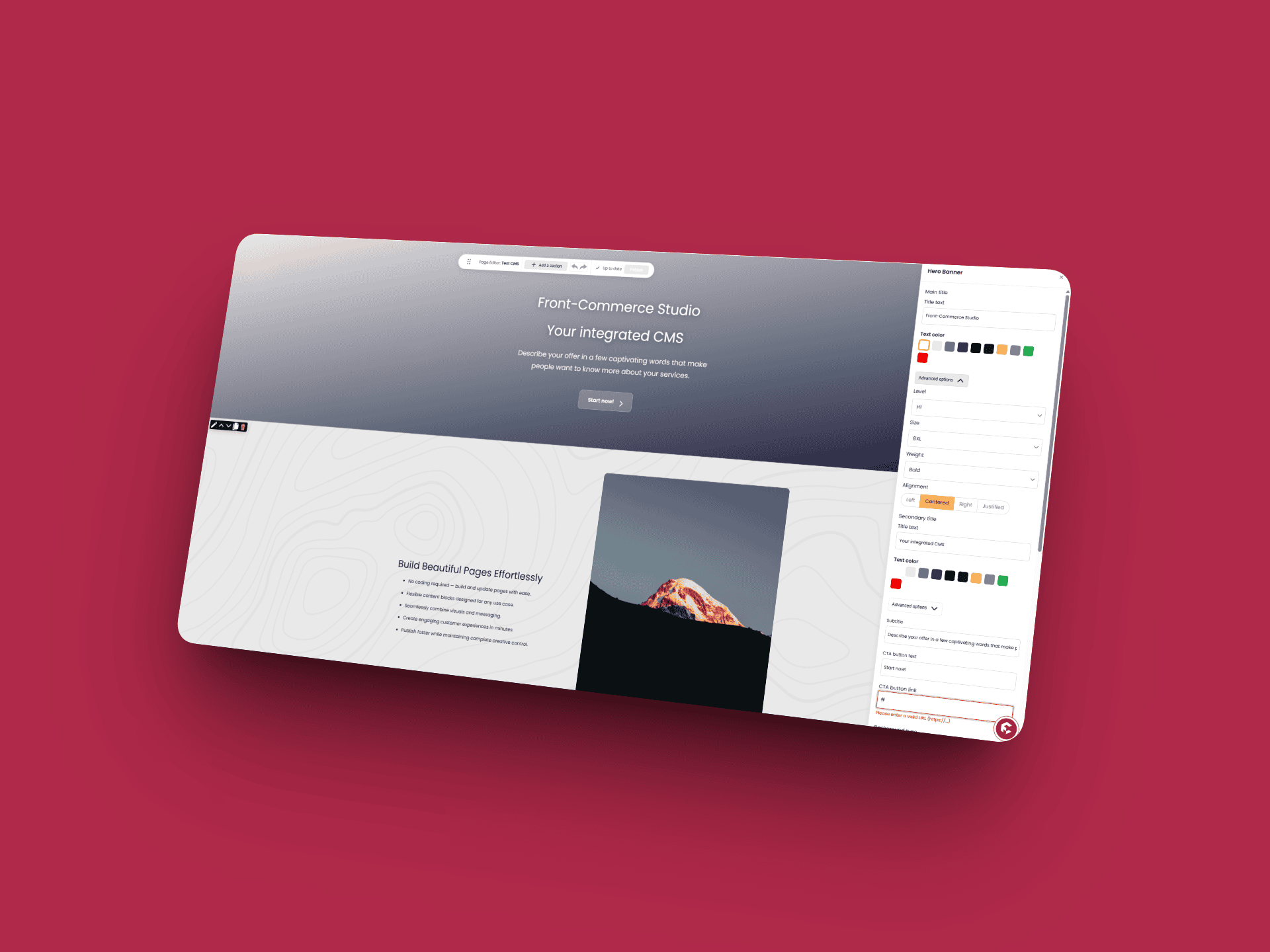 Front-Commerce CMS in-page Page Editor