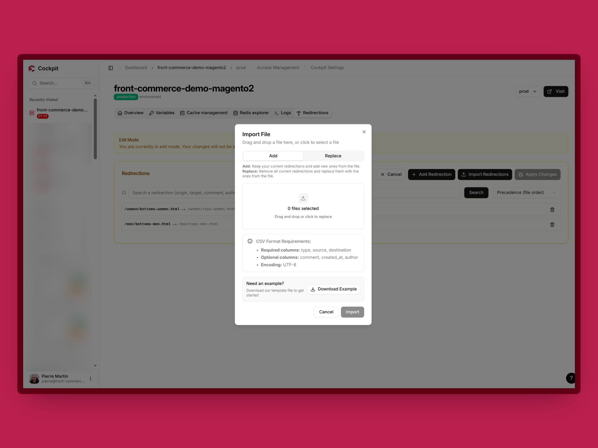 Cockpit URL Redirects