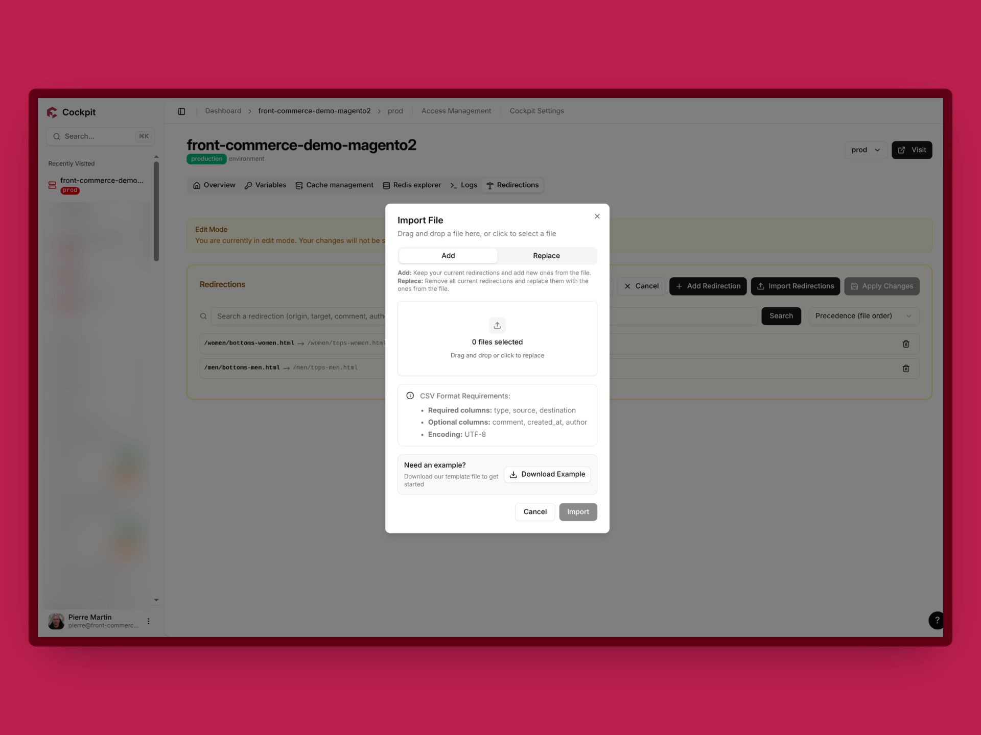 Cockpit URL Redirects