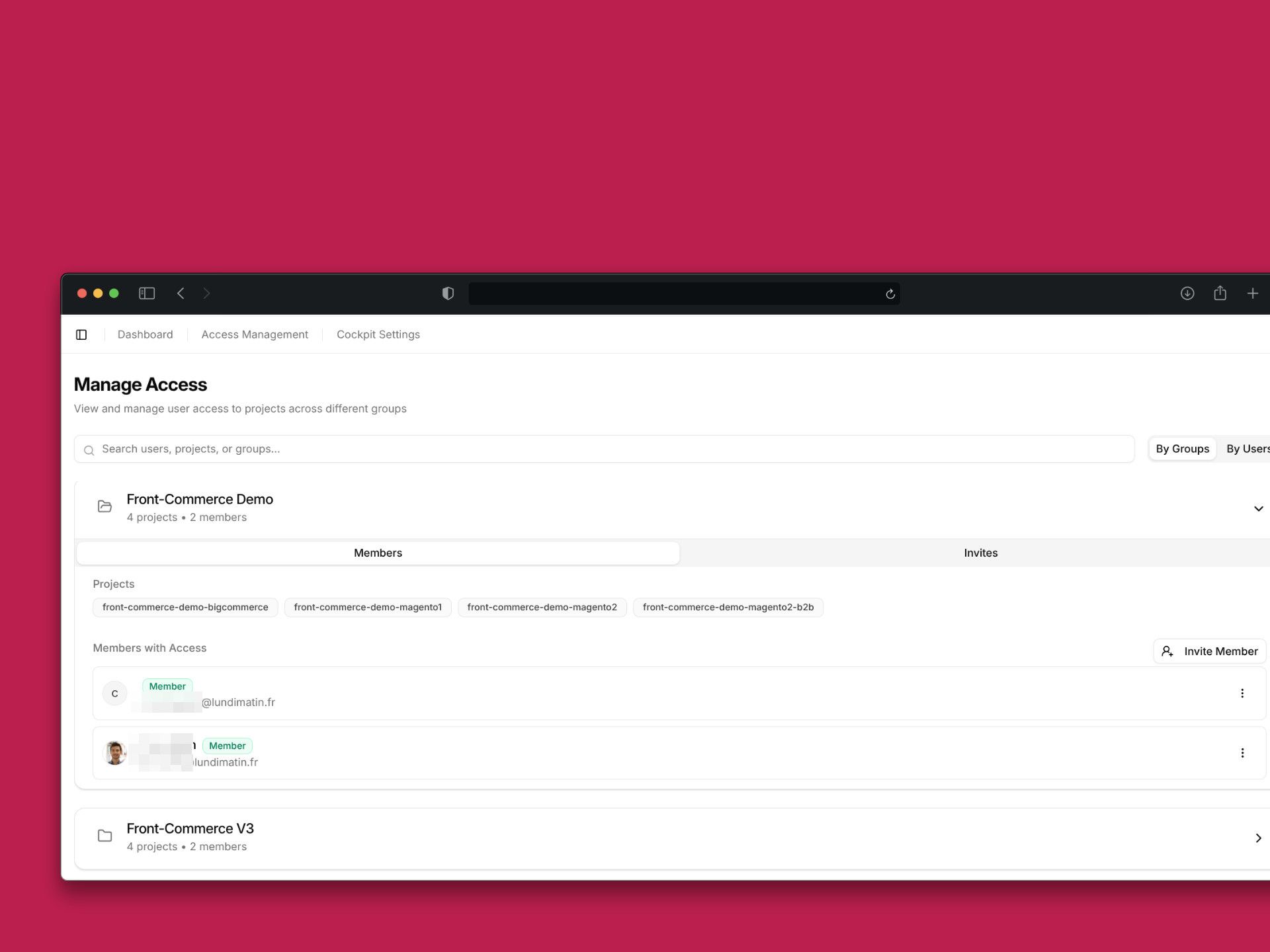 The new user management page