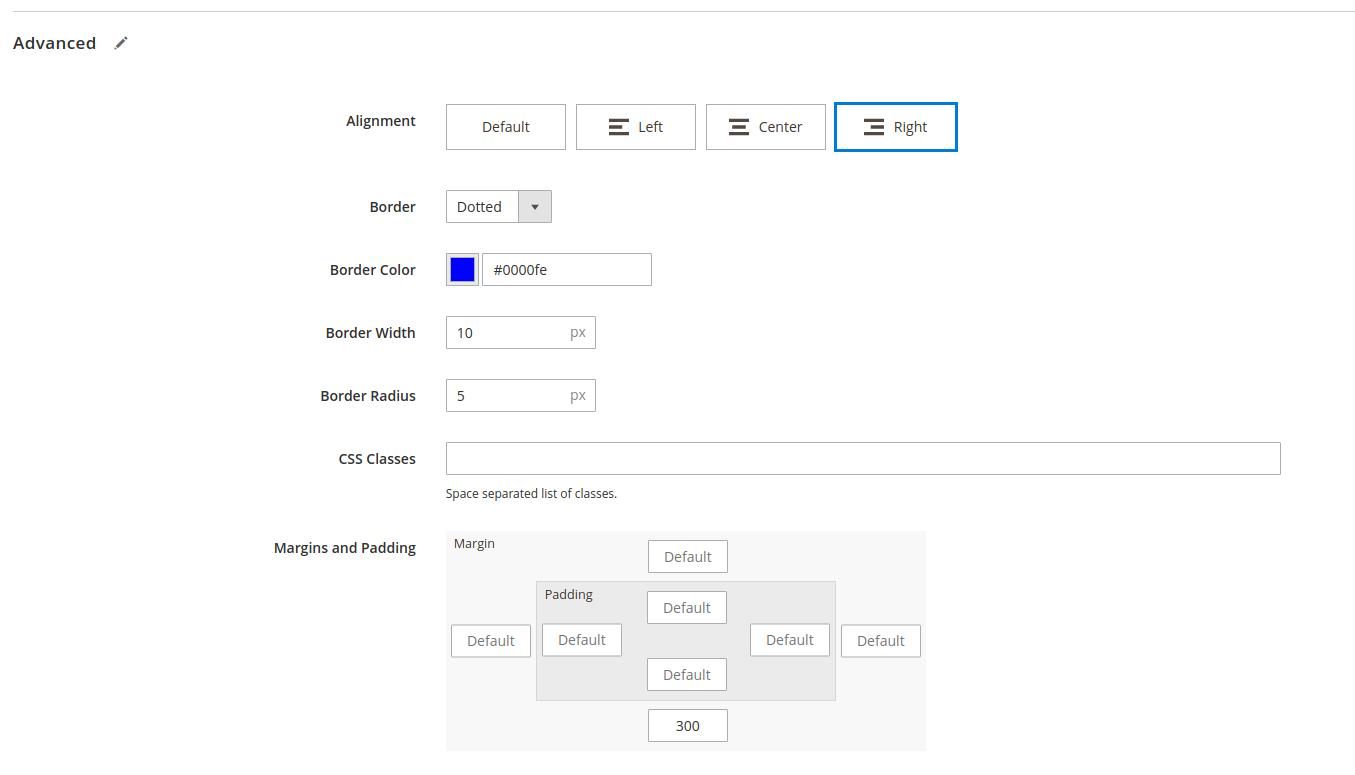 Advanced styles Magento settings